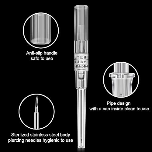 Miniatura 26 de combofix Agujas de perforación de catéter IV 20G – 6 agujas huecas de catéter para oreja, nariz, ombligo, pezón, labio, calidad profesional