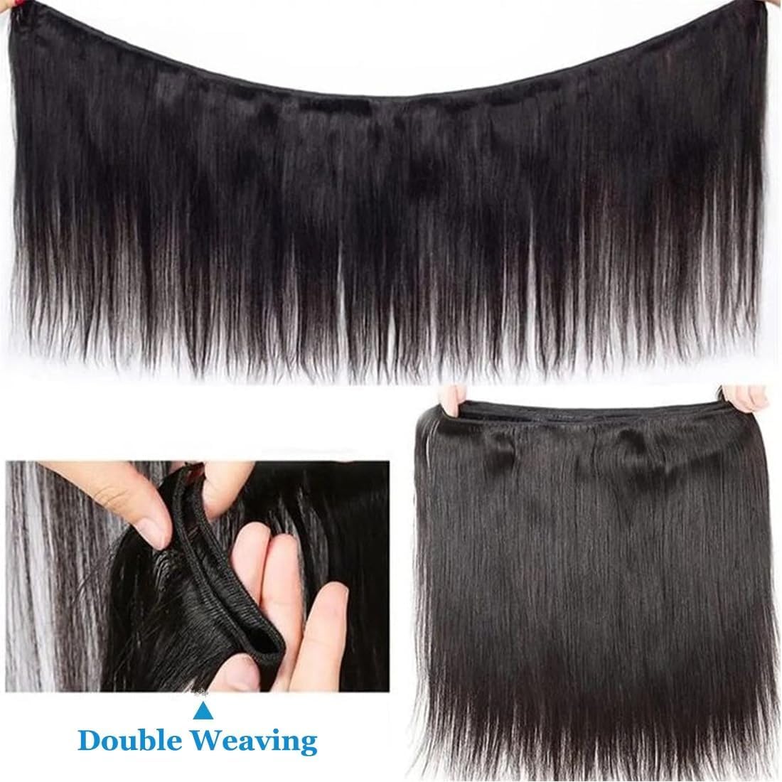MsSunlight Human Hair Bundles Straight Human Hair Bundles Weave Extensions Unprocessed Virgin Brazilian Hair Straight Bundles Weft Natural Color 24 26 28 Inch - Image 4