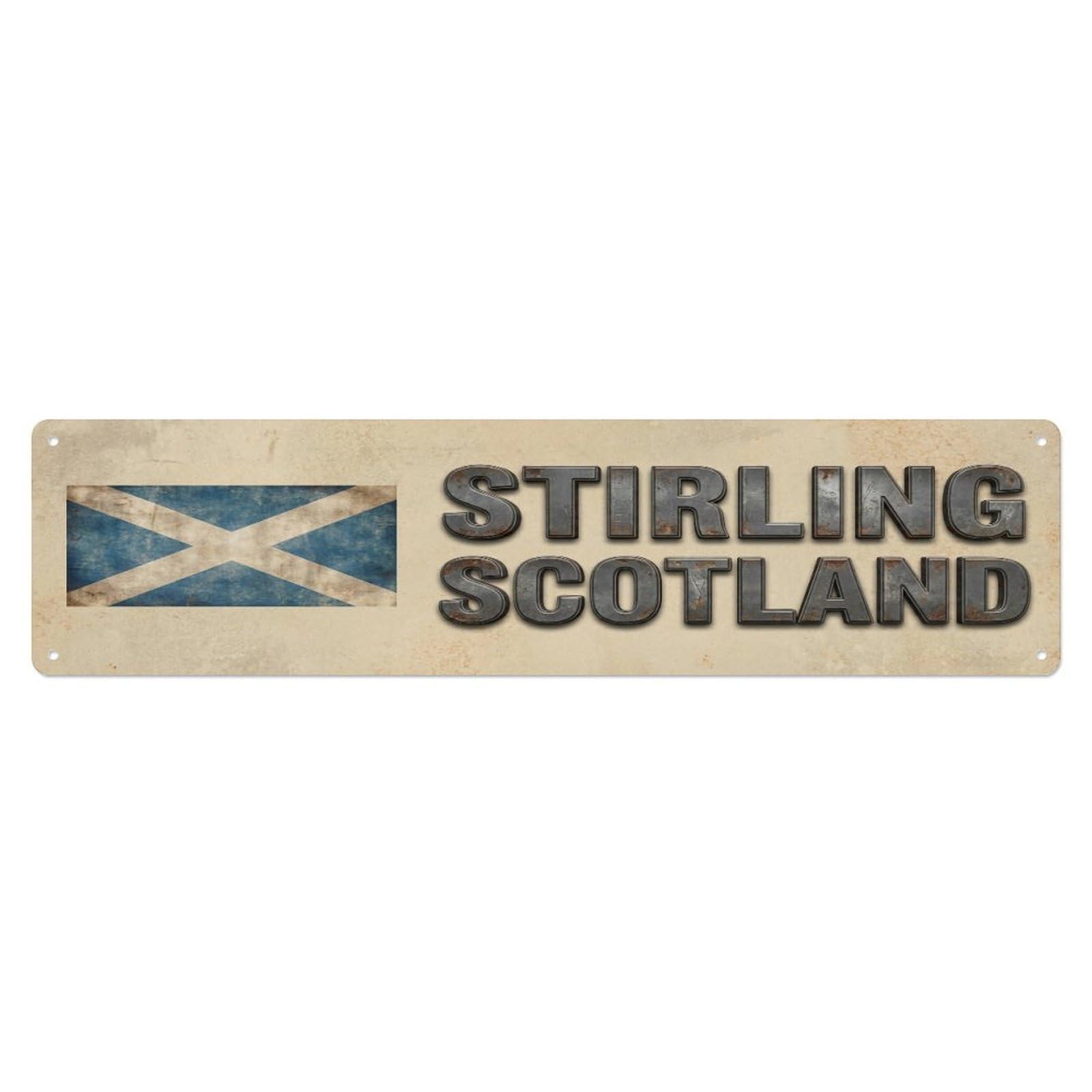 Okahys 4X16inch(10X40cm) Vintage Stirling Scotland Flag Decor Rustic Travel Metal Tin Sign