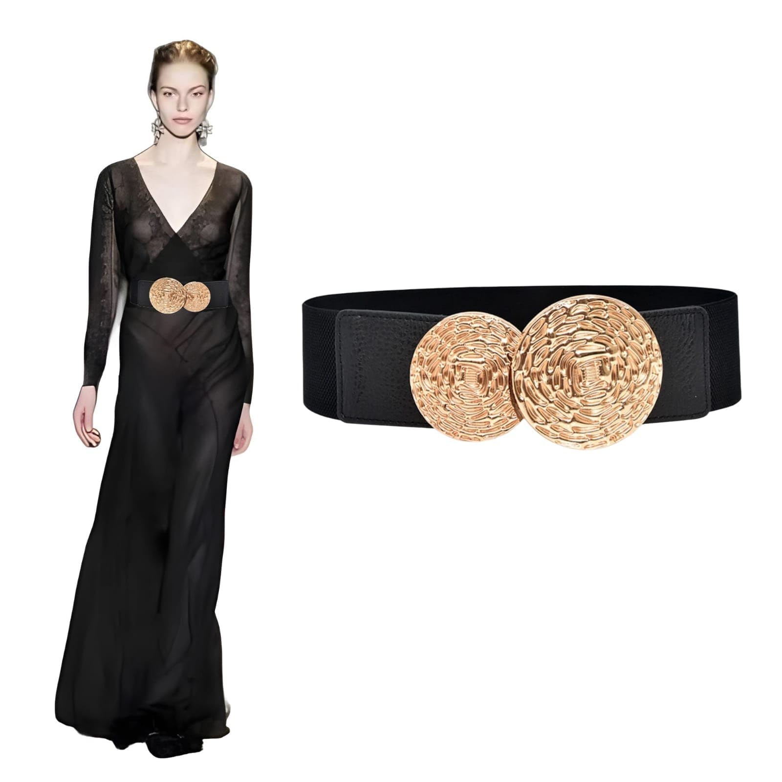 artlabel Wide Vintage Elastic Waist Belt Retro Cinch Waistband for Women & Girls Sarees Dresses-picture-24