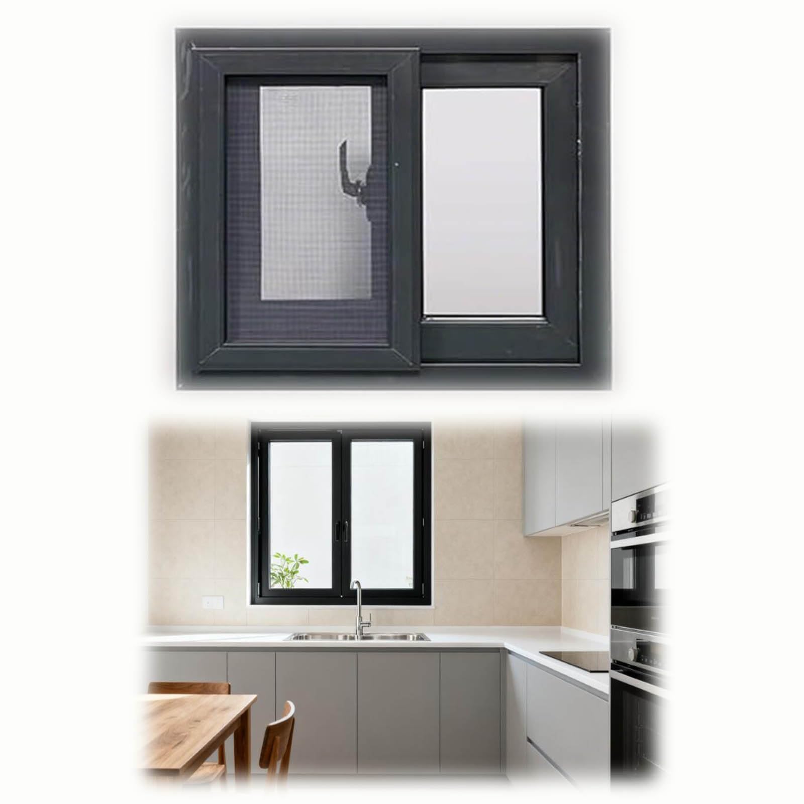 Fenêtre coulissante en aluminium 101x45 cm avec verre trempé isolant
