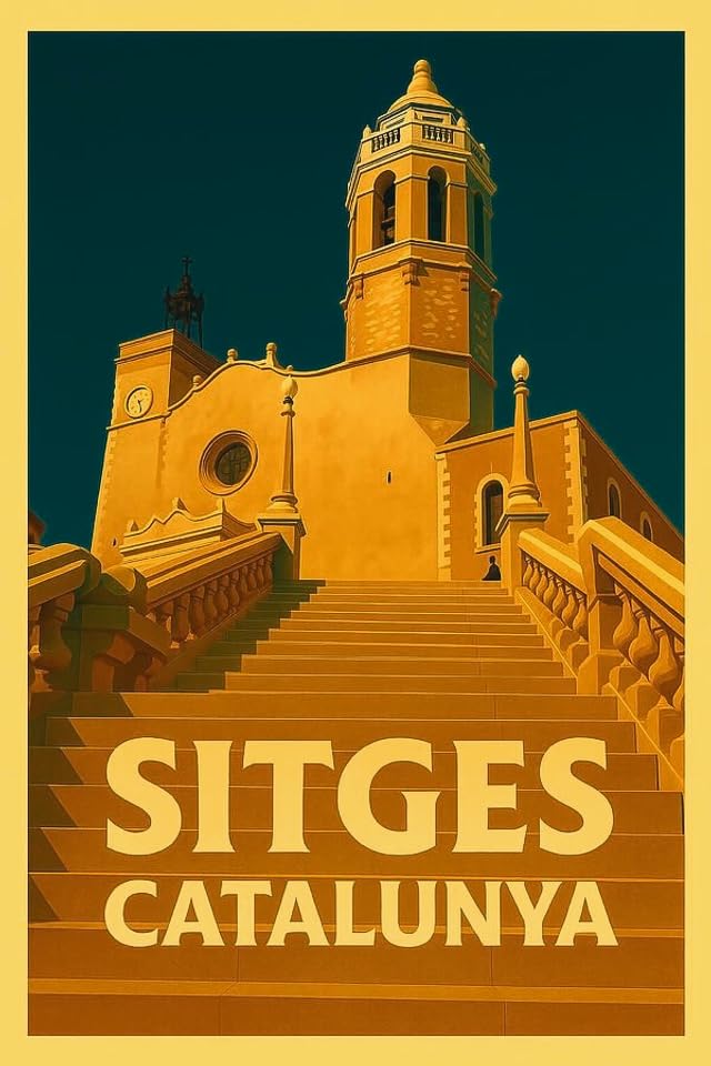 Póster de Sitges nostálgico: revive la magia de Sant Bartomeu y Santa Tecla en Catalunya