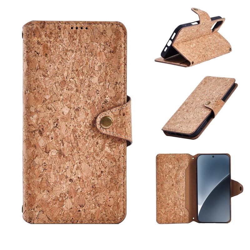Image of ClickCase for Oneplus 11R 5G Natural Wood Cork Eco-Friendly Vegan Leather Wallet Case Flip Cover with Card Holder & Kickstand,Magnetic Flip Cover for Oneplus 11R 5G (Wood)