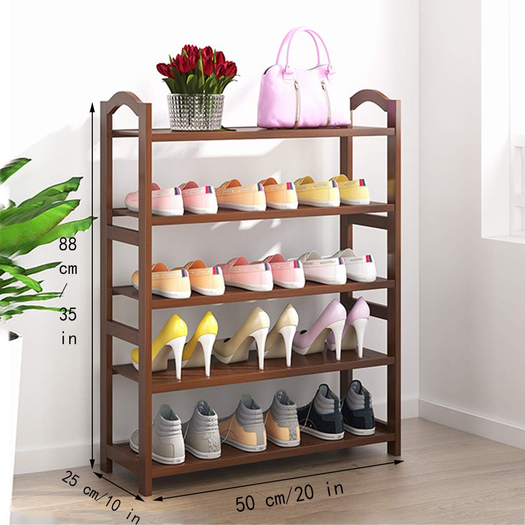 Étagère à Chaussures Pliable En Bambou - 5 Niveaux Pour 10 Paires - Dimensions 25x25x86 Cm - Rangement Entrée Ou Dressing - 4