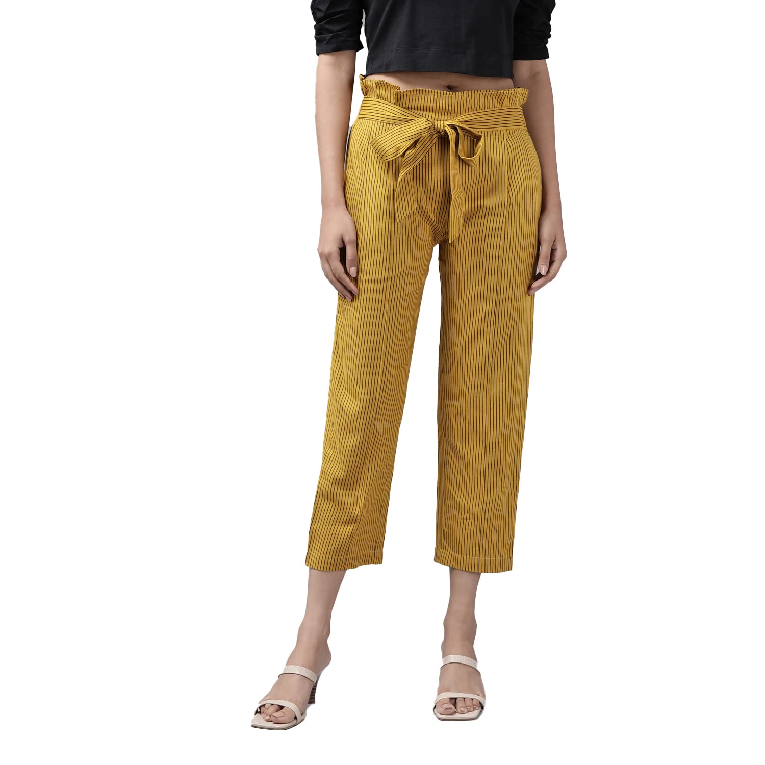 Akiko Women's Solid Regular Fit Casual Trouser Pants