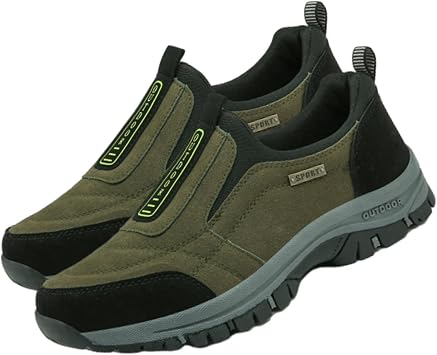NiSza Dallader Orthopedic Walking Shoes Hiking Shoes Mens, Comfortable Waterproof Dallader Shoe, Slip-On Outdoor Sneakers,Dark Green,7.5