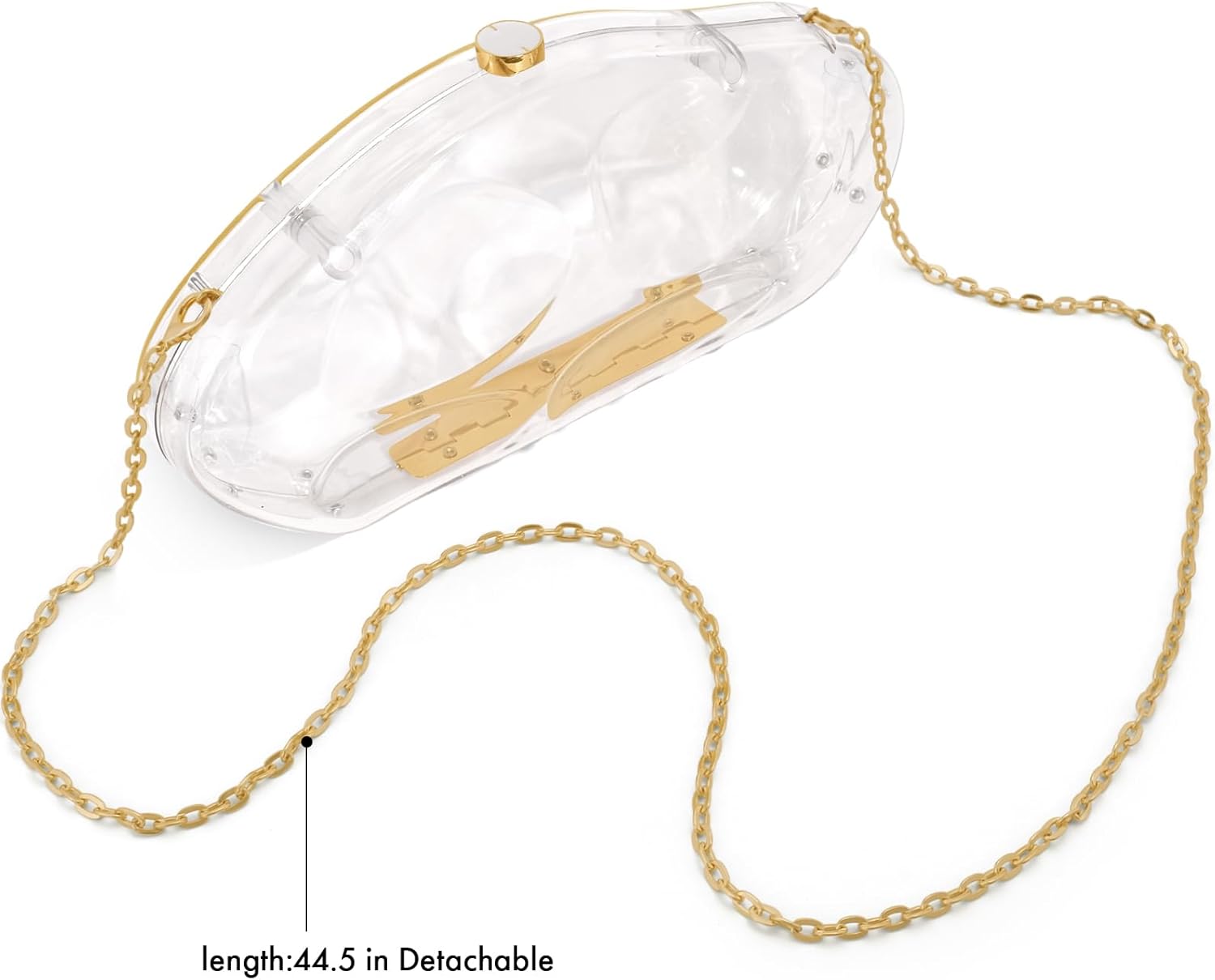 Acrylic Clutch Purse for Women Evening Bag, Irregular Shell Acrylic Purse Box Clutch with Chain for Party Wedding Prom - Image 5