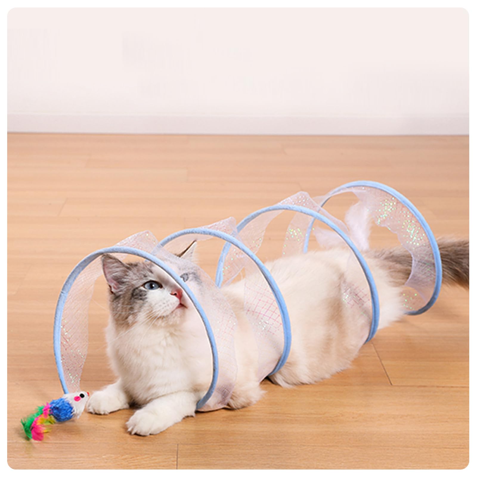 Giocattolo A Spirale Per Gatti Andiker - Con Palla E Campanella, Pieghevole, Interattivo - Foto 3