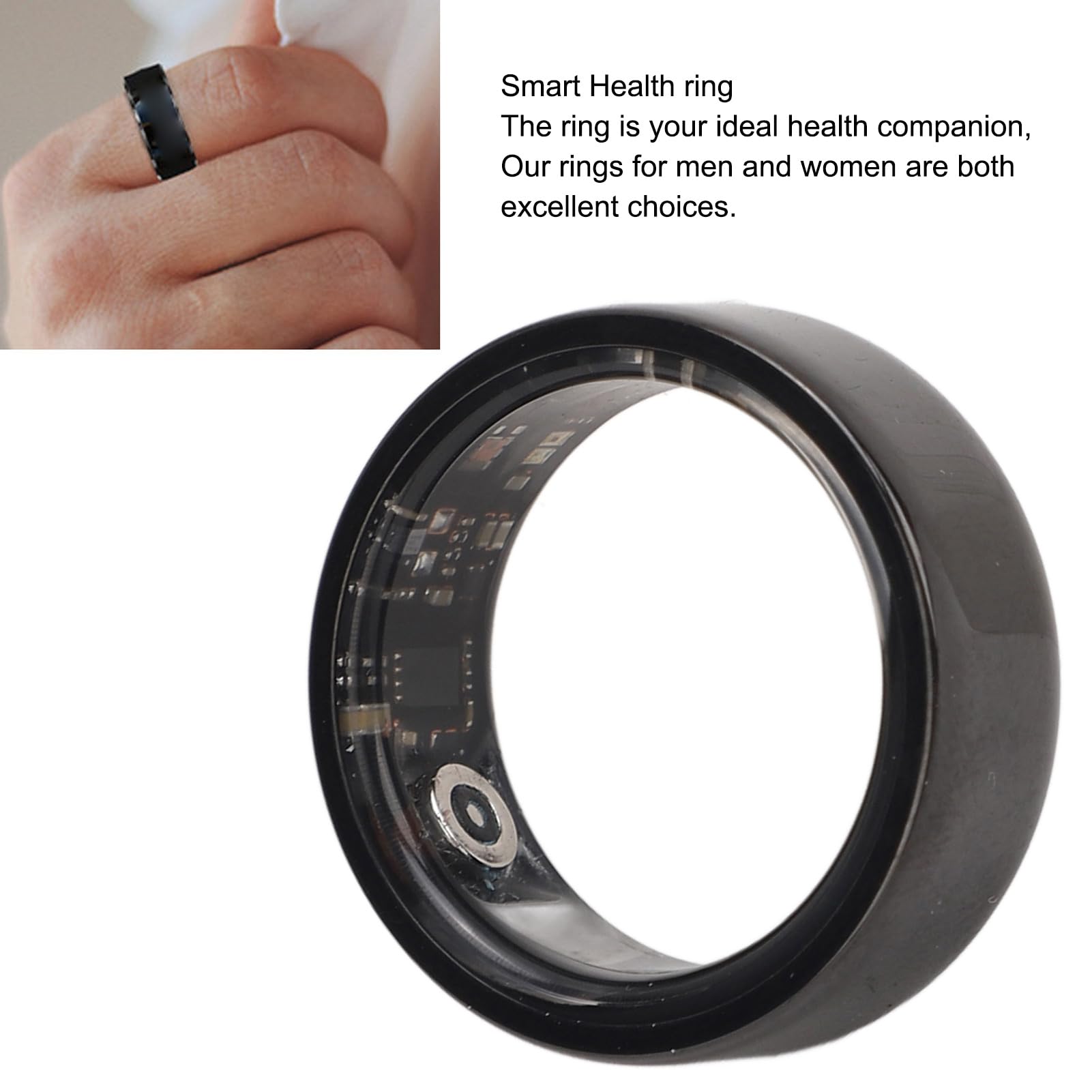 Generic Health Tracker Ring, Fashion and Technology, Ceramic, IP68 Waterproof, for - and iOS Devices, JYouPro App (Size 12), Generic9pa3igydkg-14