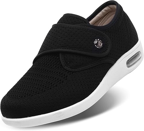 Women's Diabetic Elderly Shoes Mesh Breathable Walking Sneakers Lightweight Adjustable Easy On and Off Strap Summer Slippers for Swollen Feet