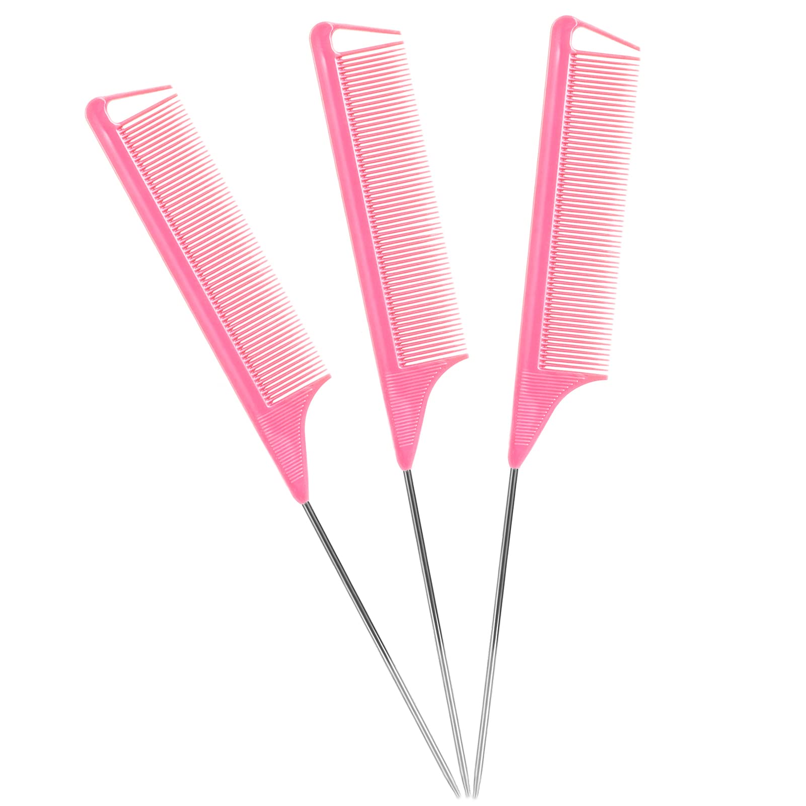 ステファニーコーム ピンクロイヤルプティ  Pink Petit Amazon.com : Rat Tail Combs Set - 3 Pack Long Steel Pin Combs for