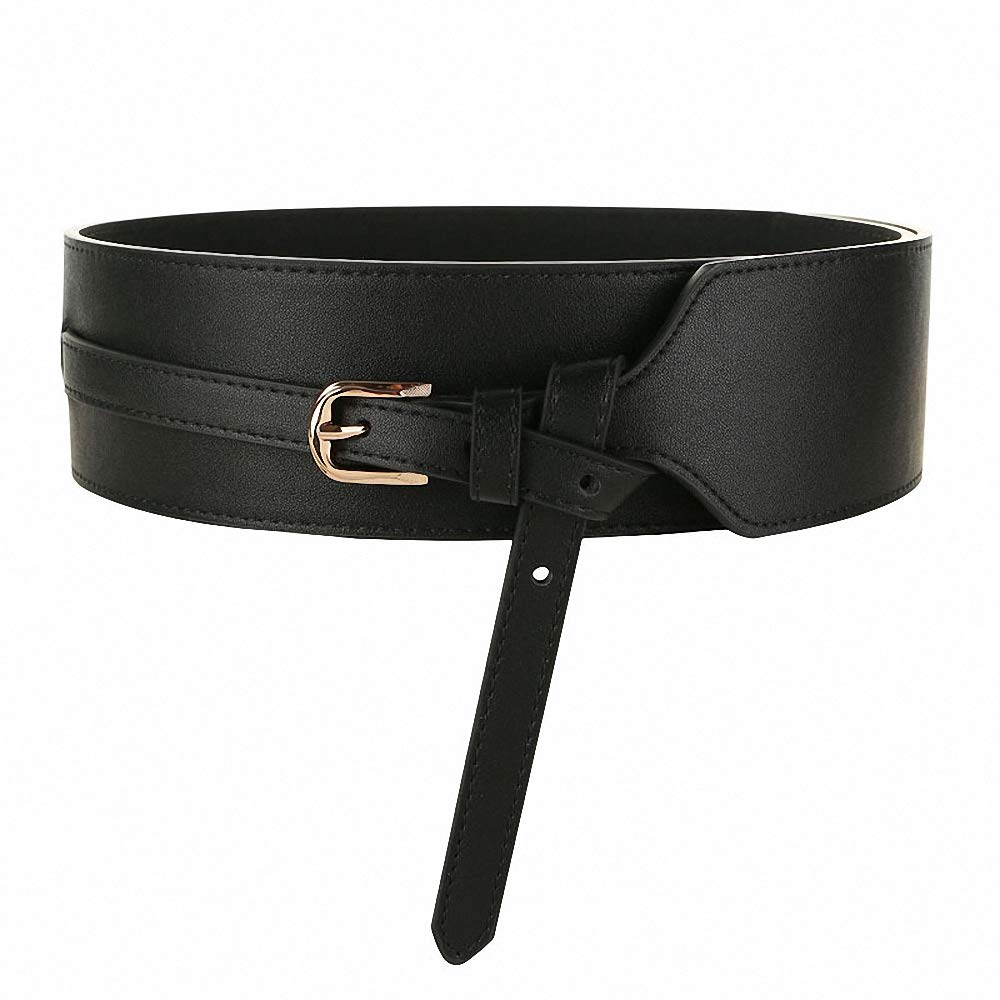 Ulalaza Women Vintage Wide Belt, Metal Pin Buckle Belt for Ladies' Decorative Skirts