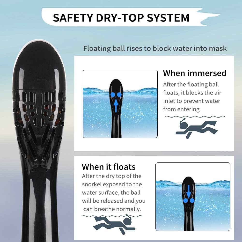 WATERFLY Snorkeling Mask Full Face Snorkel Mask with New Safety Breathing Dry Top System,180 Degree Panoramic Seaview Swimming Mask, Anti-Fog&Anti-Leak Dive Mask with Camera Mount : Sports & Outdoors
