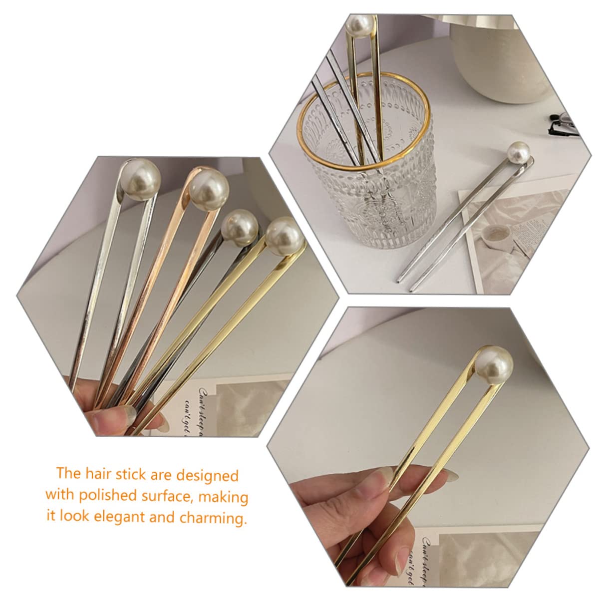 Housoutil 12stücke Teiliges Metall-haarforken Mit Perlen Haarnadel Für Chignon-frisuren Elegantes Haarstyling-tool Für Hochsteckfrisuren Und Besondere Anlässe Roségold Und Gunmetal