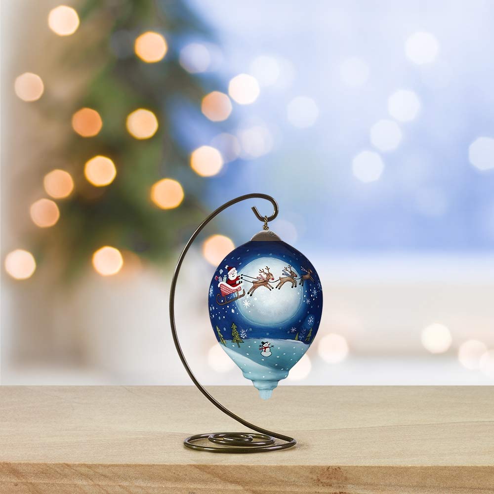 Amazon.com: Ne'Qwa Santa and Sleigh Flying Across Moon Ornament