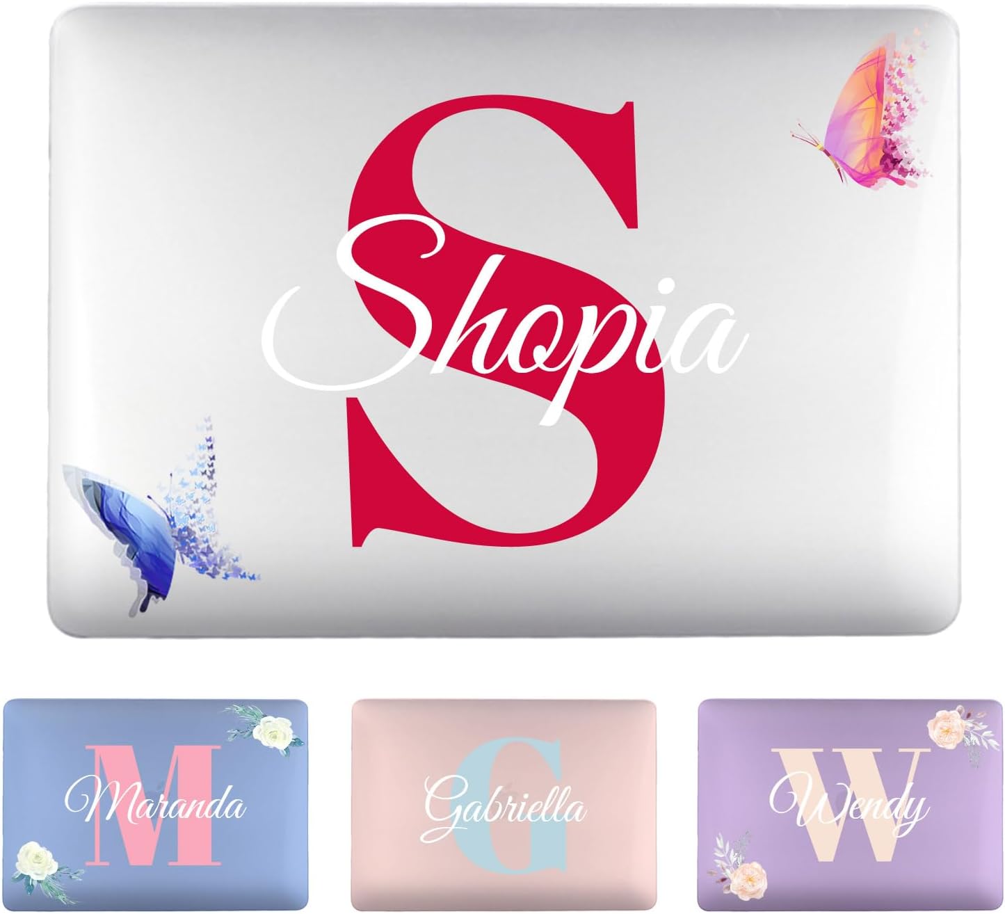 Custom for MacBook Air 13 Inch Case A2337/A1932/A2179 Black Purple,Personalized Name Hard Shell Cases for Apple 13.3" Laptop Cover, 2020, M1, 13in - Monogram