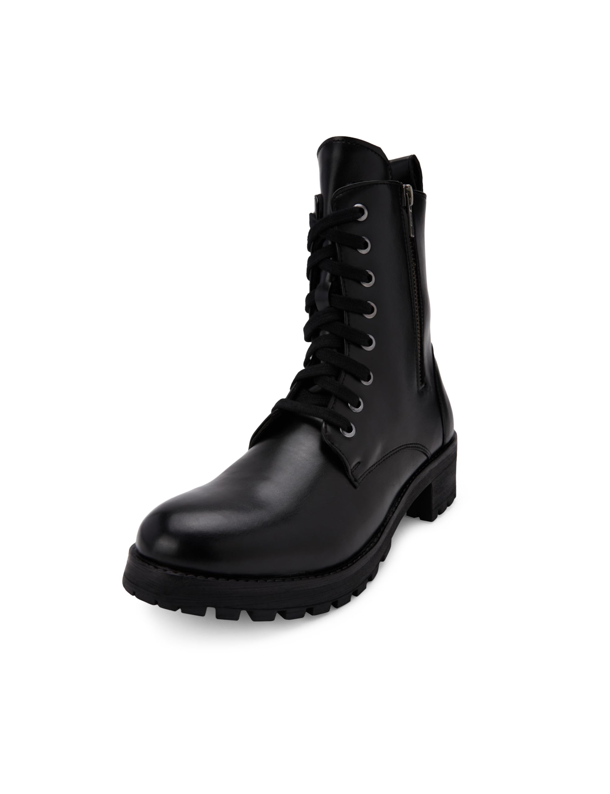 elle Women's Lace-Up Combat Boots with Side Zipper-picture-10
