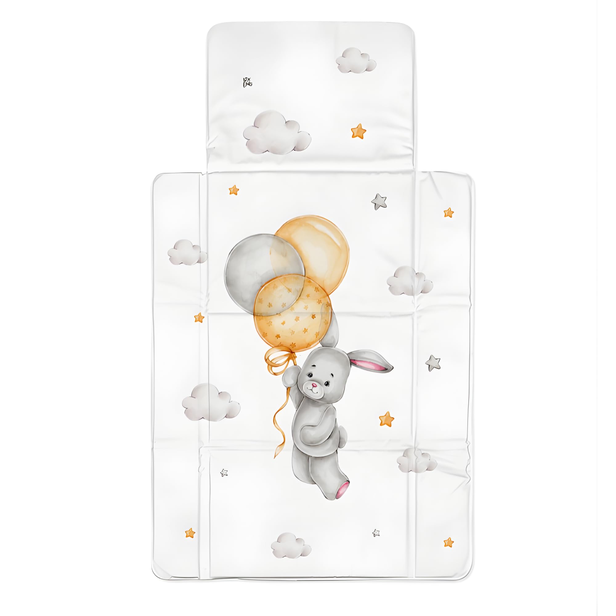 Matelas à Langer de Voyage Pliable - Tapis à Langer Bébé Imperméable et Portable, 77 × 44 cm, Rembourré et Facile à Nettoyer, Gain de Place, Motif Lapin, Épaisseur 0,5 cm