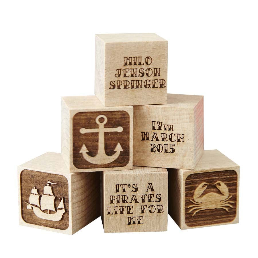 Personalised Baby Keepsake Nautical Building Block