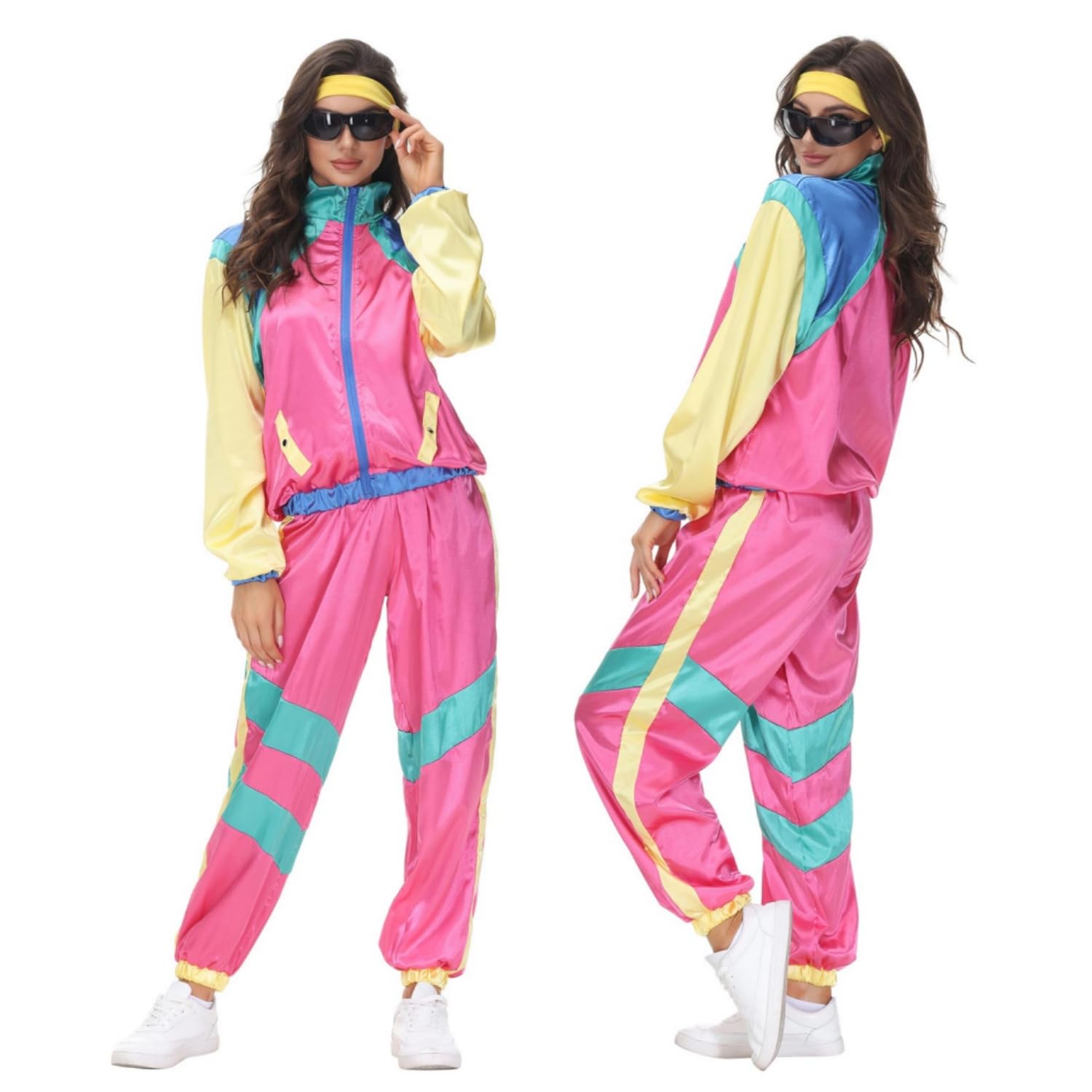 COREWO Womens 80s Tracksuit Outfits Colorblock Set