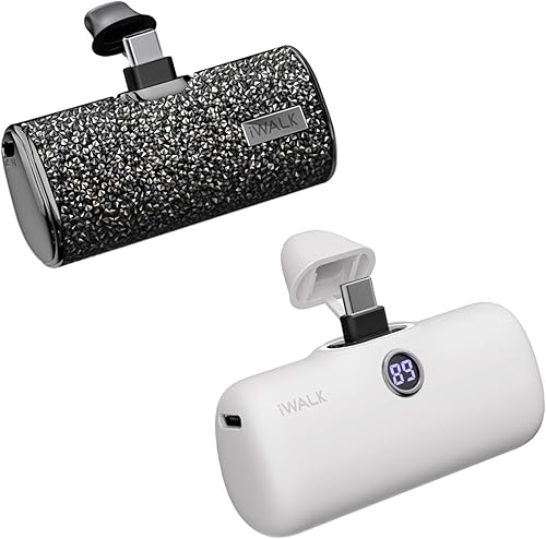 Miniatura 1 de iWALK Paquete de 2 cargadores portátiles pequeños, uno con pantalla digital y otro con carcasa brillante