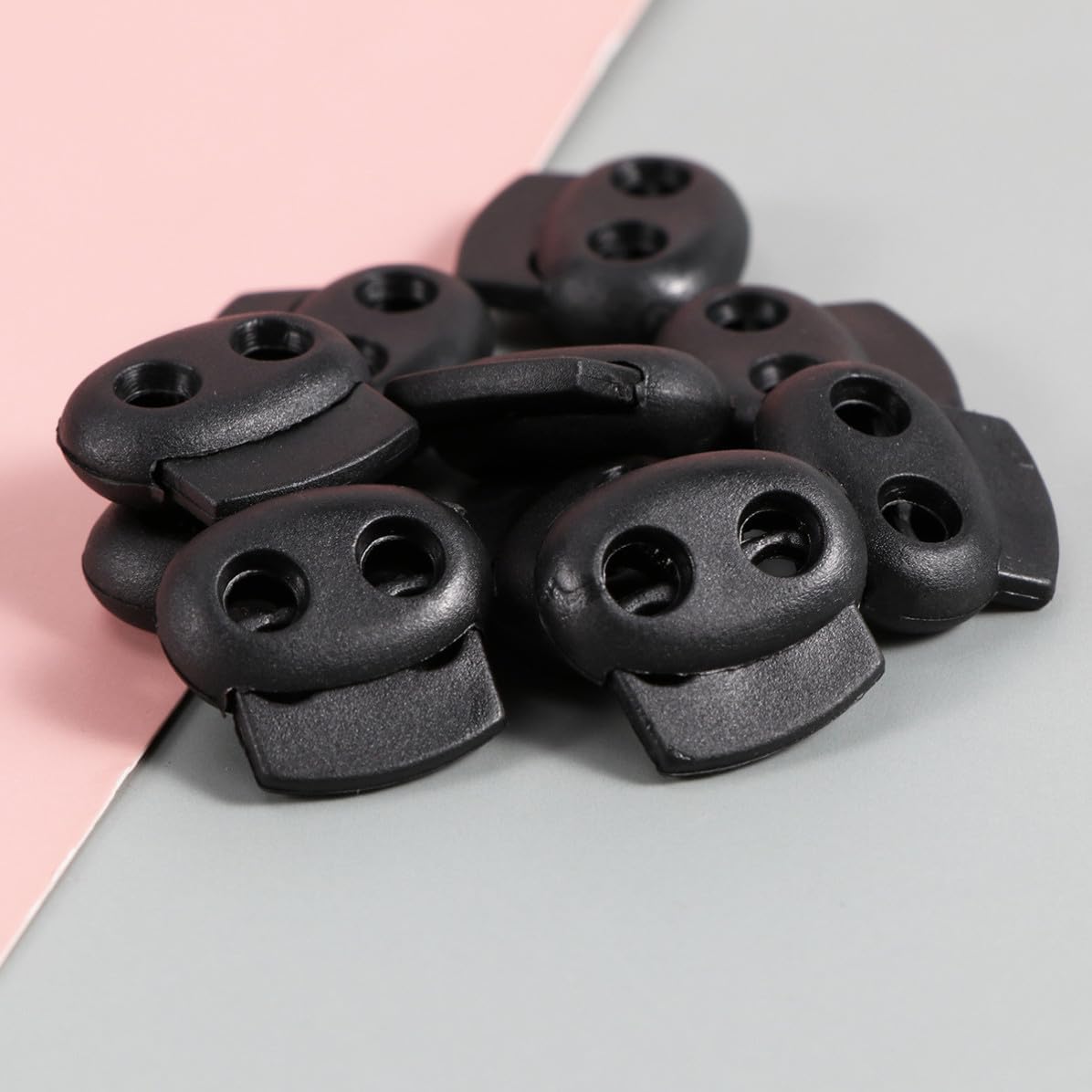 500 Pcs Black Double Hole Cord Lock for Backpack Drawstring