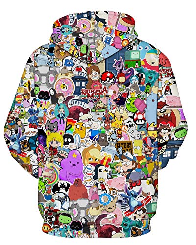 Xiaohudui Unisex Realistic Cartoon Printed 3D Street Style Cute Sweatshirt Pullover Hoodie For Men Women Gifts For Teen Boys 14-16 #TOP1