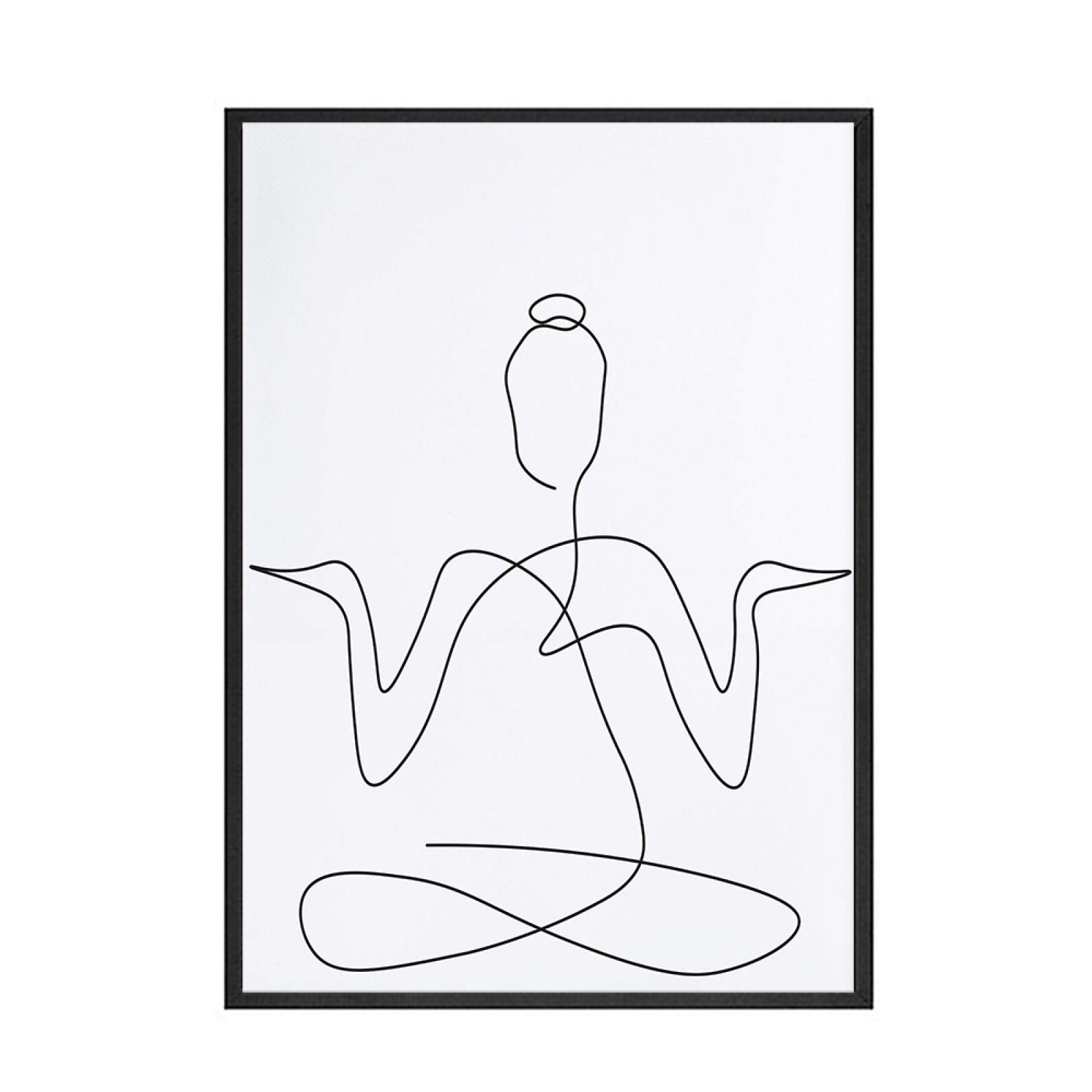 Poses de yoga Pintura en lienzo Arte de la pared Imágenes de decoración del hogar Interior nórdico Sala de estar Línea abstracta Carteles corporales Impresiones 40x50cm (16x20in) x3 Con marco