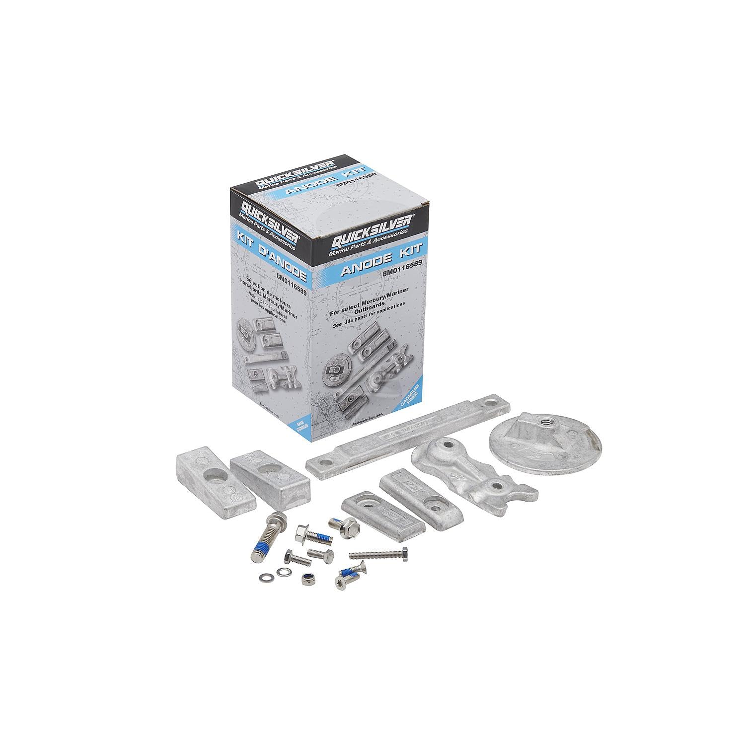 Quiksilver Kit Anodo Alluminio Transom e Cambio 8m0116589, ricambi Parti e Accessori Motore Barca, Non specificato, Unspecified