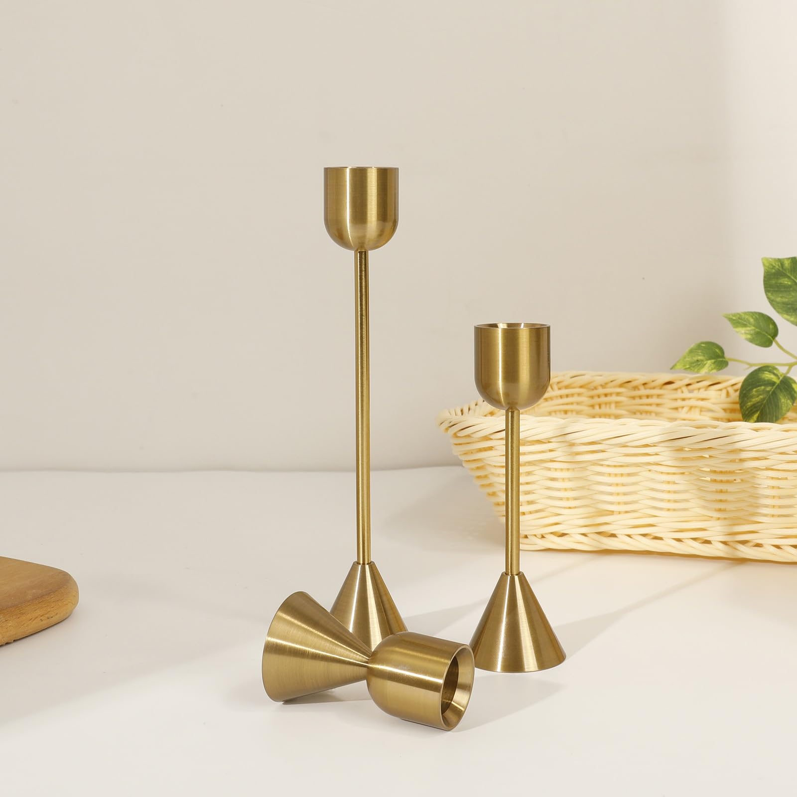 Kerzenständer Kupferfarbene Kerzenhalter for Zuhause, Eisen, dekorative Ornamente, Hochzeit, Fotografie, Modellzimmer, Tisch, Requisiten, 3-teiliges Set
