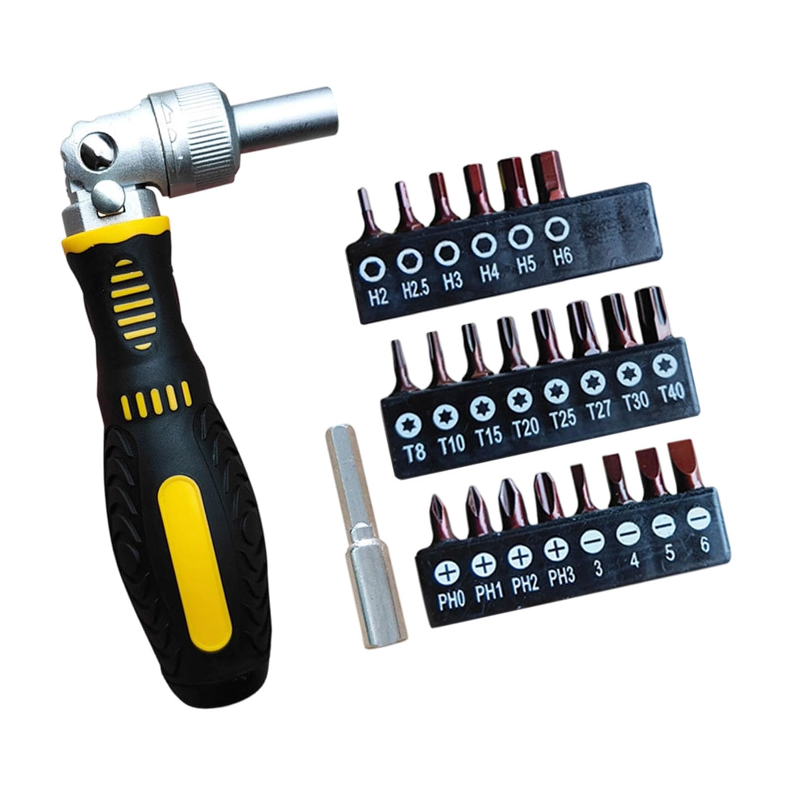 Msioytog Two Way Ratchet 22 B Practical 72 Tooth Ratchets Screwdriver Featuring Locking Mechanism And Curved Handle For Reduced Wrist Strain Double Bit Holders Screwdriver
