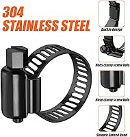Vista 2 de BOTTEN 20 piezas de abrazaderas de manguera negras, 3/4" - 1-1/2" (21-38mm) 304 abrazaderas de manguera de acero inoxidable, kit de surtido
