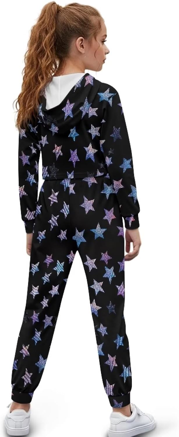 Girl's Sweatsuit 2 Piece Long Sleeve Hoodie Sweatshirts and Sweatpants Set Kids Hoodie Fall Tracksuit for Girls