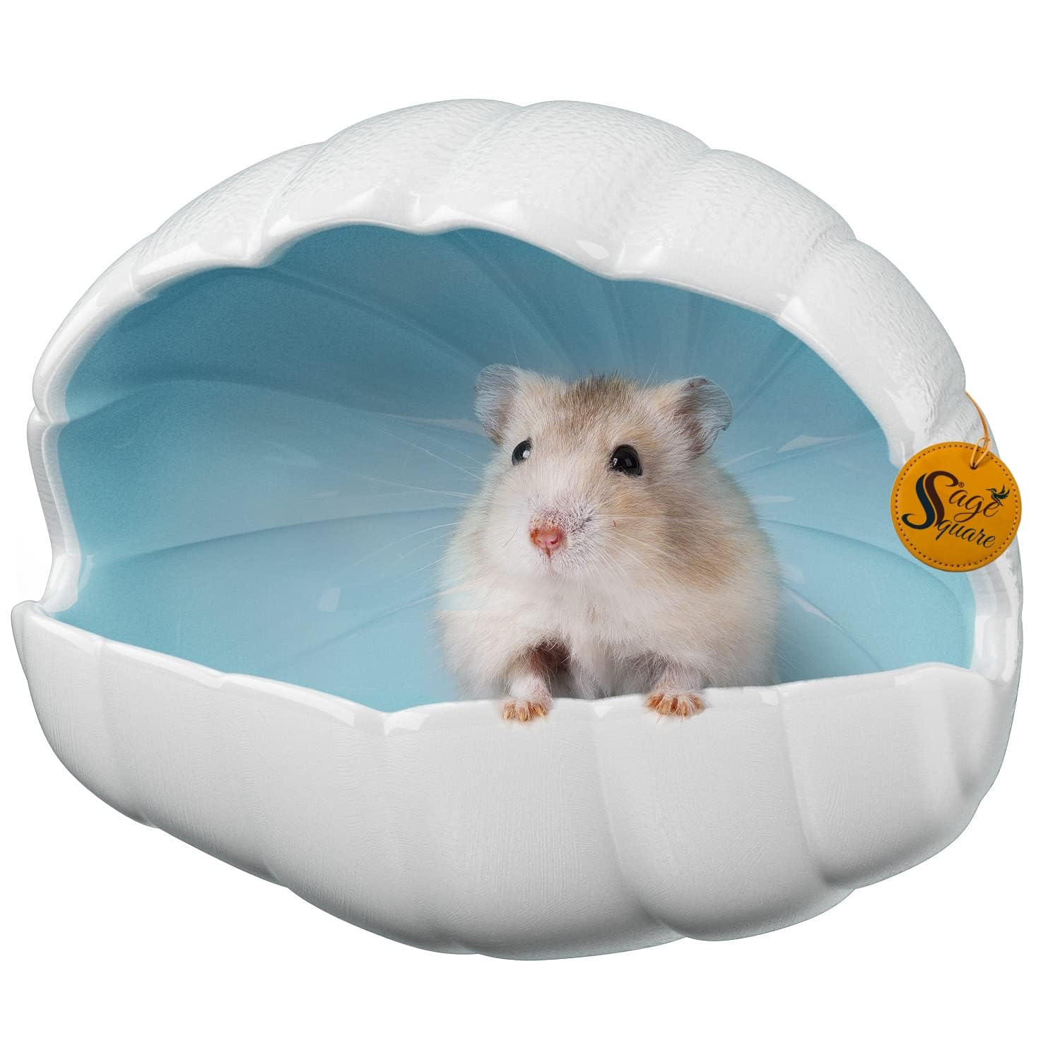 Sage Square Pearl Shaped Ceramic Hamster House – Cozy Hideaway for Small Pets | Summer Cooling Nest for Hamsters, Gerbil, Small Animals | Decorative, Non-Toxic, Durable Pet Hideout for Cage Enrichment-image-31