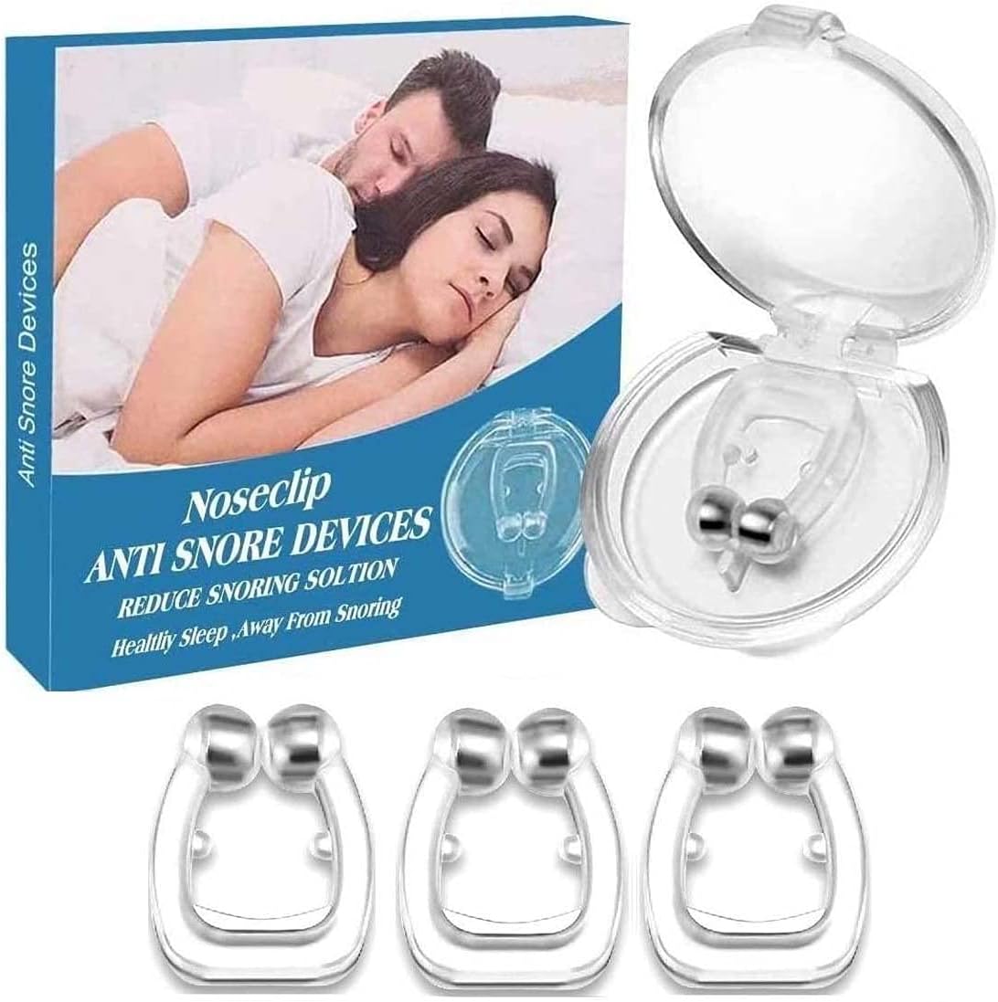 SYOSI Anti Snore Devices, Silicone Anti Snoring Nose Clip, Relief Stop Snore Stopper Mute Aids for Men or Women, Magnetic Nasal Dilator for Ease Breathing, Comfortable Sleeping - 3 pcs