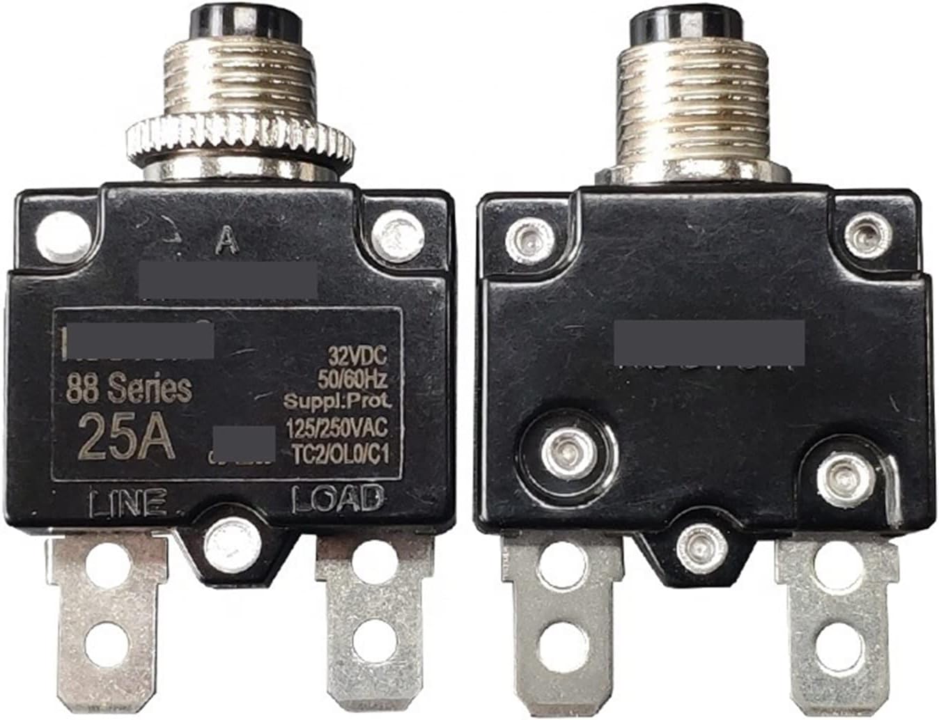 MOBYAT 88 Series 25A Straight PIN Metal Nut Circuit Breaker Manual Reset Thermal Overload Protector Switch 2Pcs (Size : 4A)