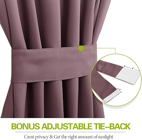 Miniatura 10 de Pony Dance - Cortinas opacas deslizantes con aislamiento térmico para puerta francesa, incluye alzapaños ajustable, 1 pieza