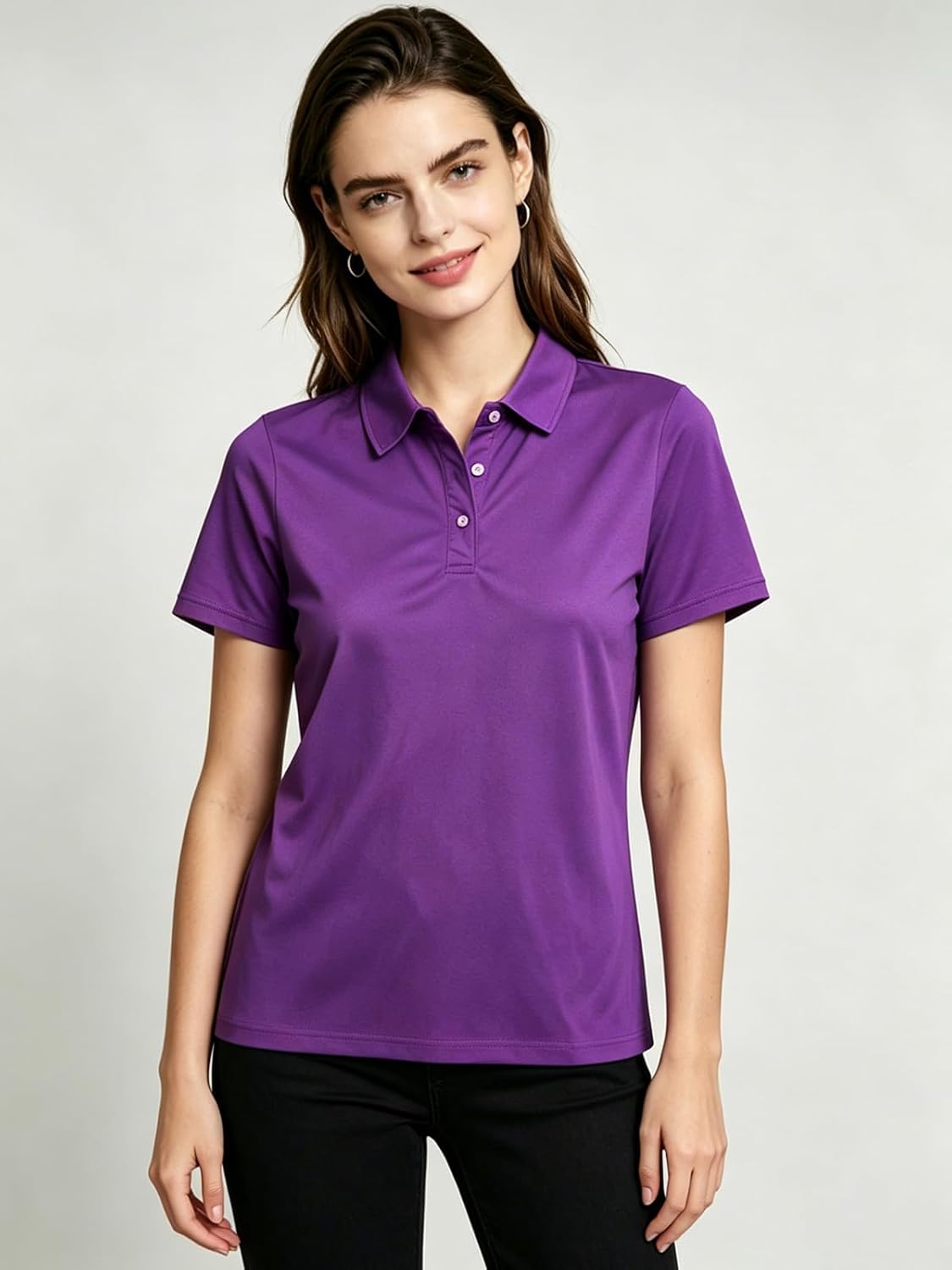 Women's Polo Tee Dry Fit Golf Shirt Moisture Wicking Short Sleeve Sport Activewear Golf Polo Tops Collar with Buttons Workout