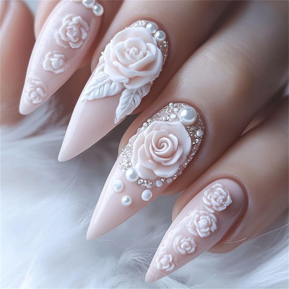 Flower Silicone Nail Art Molds 3D Flower Mold for Nails Charms Design Manicure Carving Template Spring Summer Lily Rose Floral Nail Charm Molds for Women Gel Resin Nails Supplies Tools Accessories