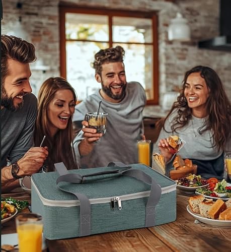 Bodaon Casserole Carriers for Hot or Cold Food, Fits 11\"x15\"Baking Dish, Portable Warmer for Travel,Insulated Casserole Carrier,Keep Warm Food Containers,Keeps Food Hot for Hours, Pioneer Woman, Green