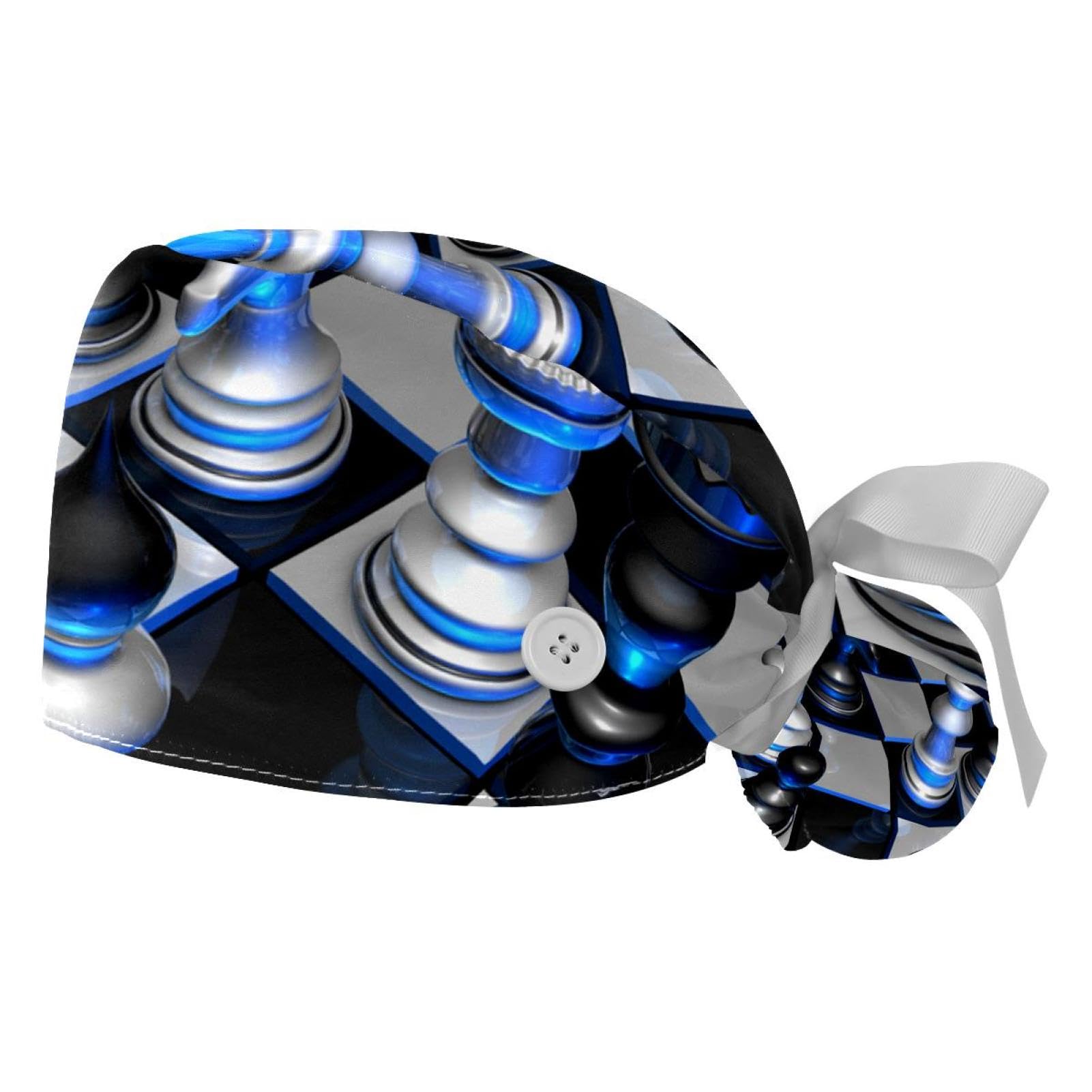 Berretti bouffant échecs bleus avec bande anti-transpiration VERED x2