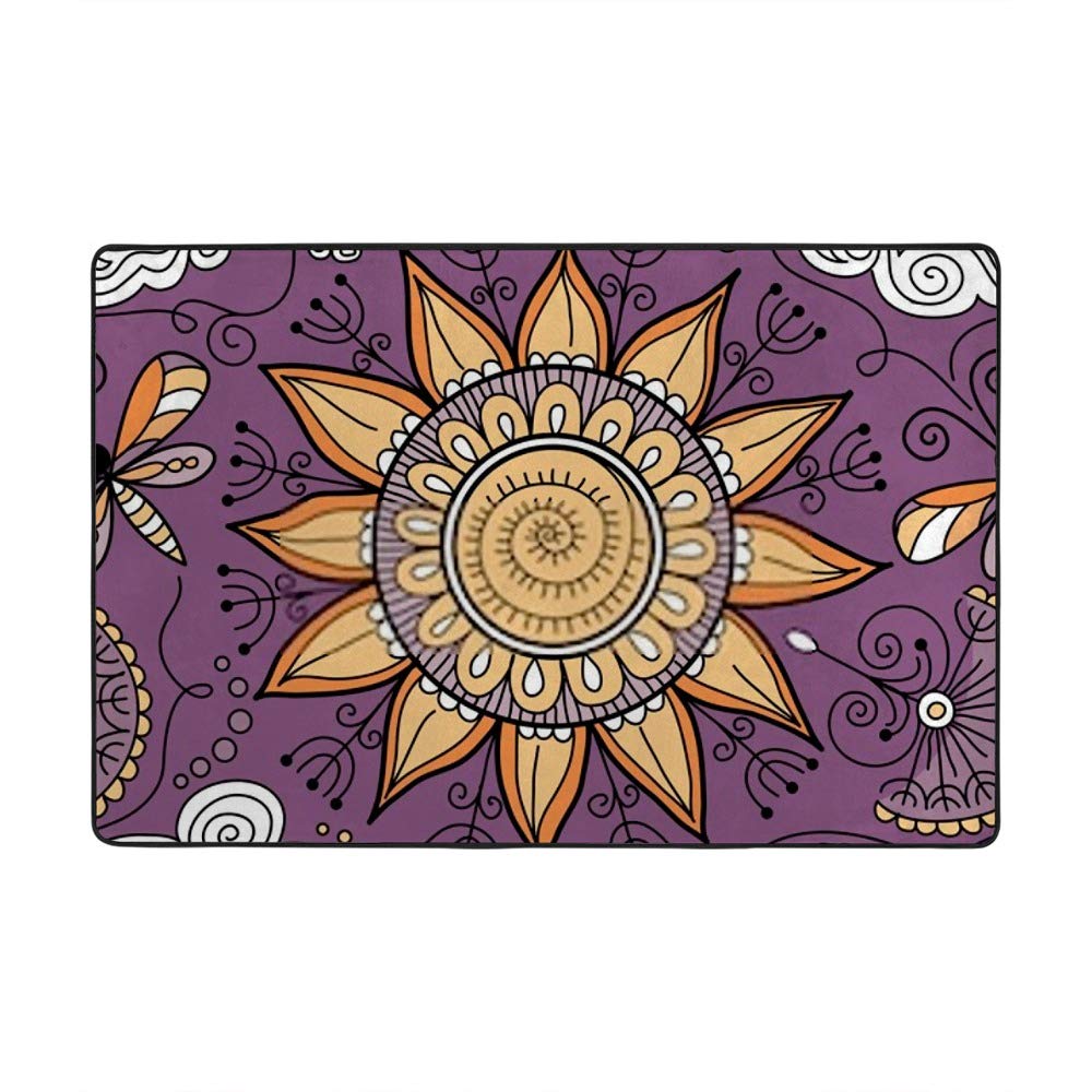 Tapis de salon violet 183x122 cm grand tapis de sol en velours corail Ruchen