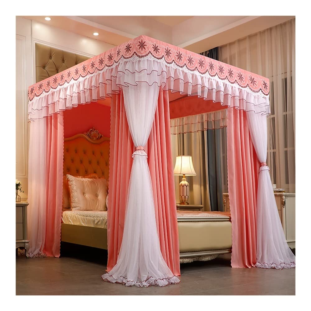 GTHTUHFD Mosquito Net For 1.8M/6Ft Bed, 4 Pole Support Luxury Bed Canopy, Bedroom Decorative Blackout & Dust Proof Bed Curtain,Style 13-1.8x2x2m