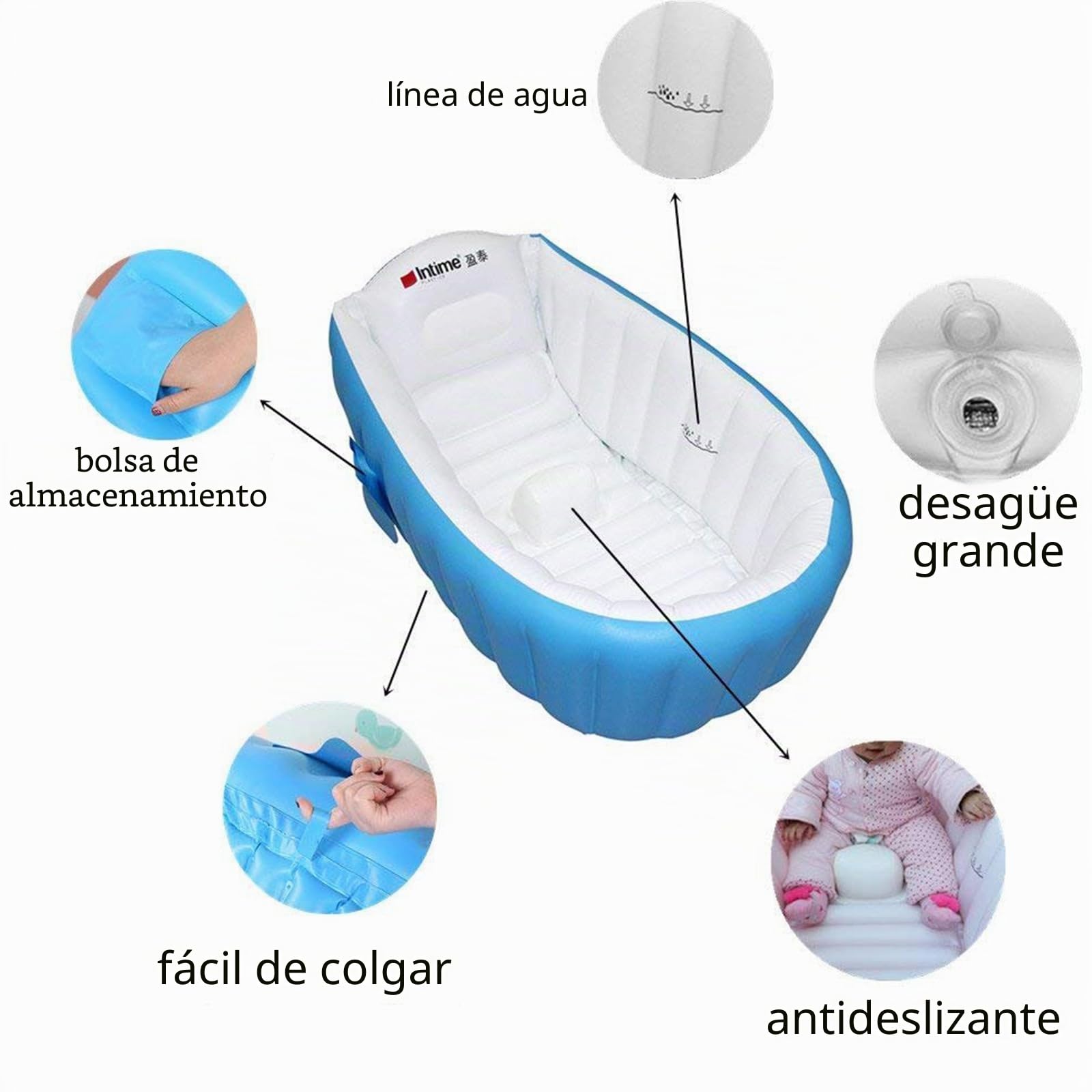 Piscina Infantil Verano de Bañera Hinchable Anti-Resbaladiza Piscina Ducha Plegable Cuenca de Silla del Asiento (0-3 Años)