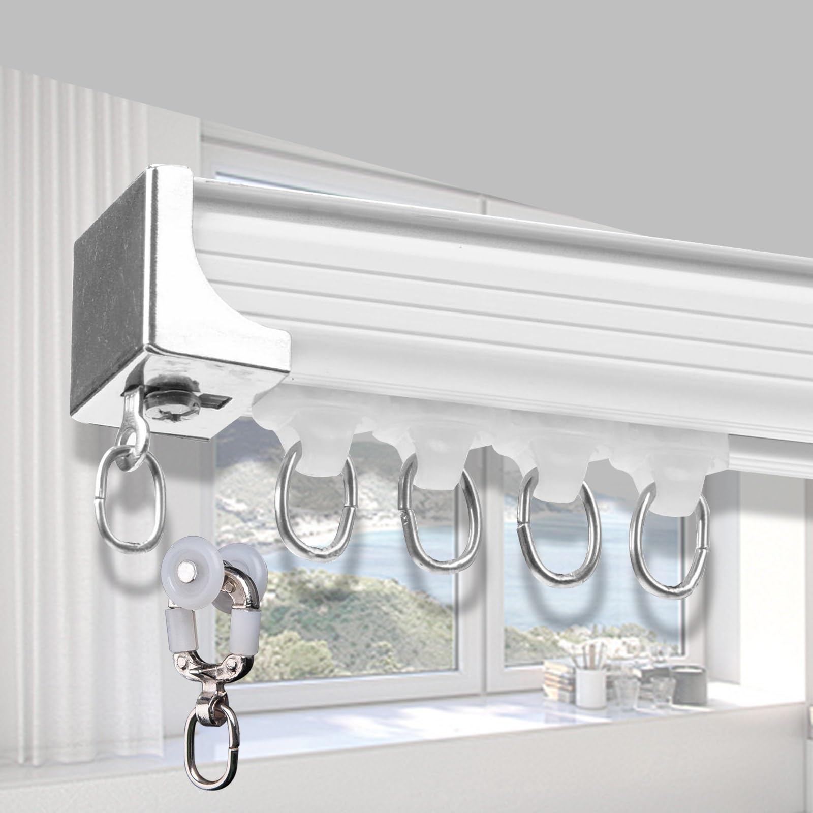 Tringle coulissante en aluminium fluide et silencieuse pour séparation de pièce