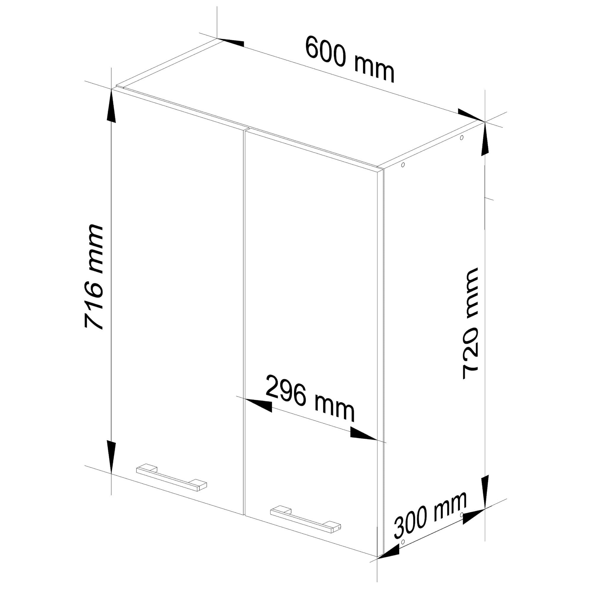 AKORD - Armario de cocina colgante Oliwia W60 | Mueble con 2 puertas y 2 estantes | Armario de almacenamiento | 60x30x72 cm | Blanco | Metallic Brillante