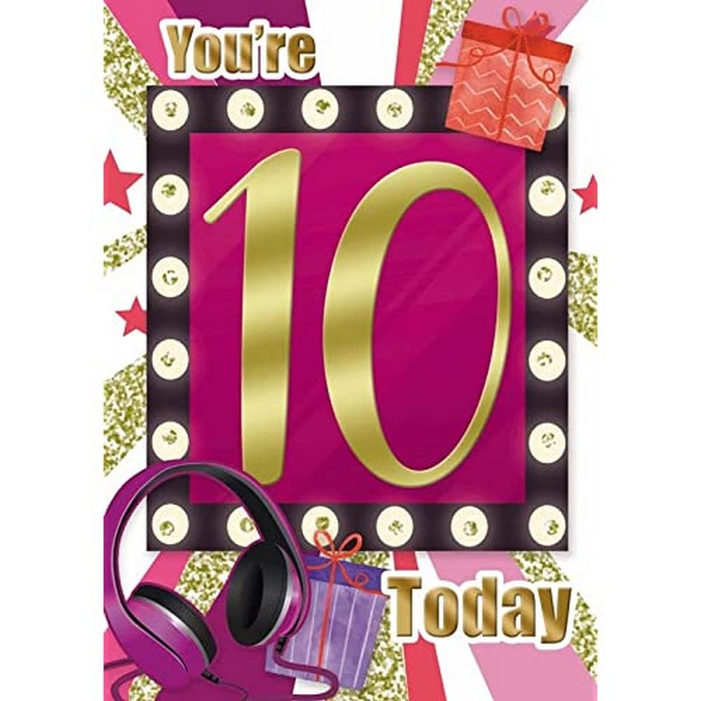 "Express Yourself" Birthday Card for a Special Girl Age 10 - Colorful Design - Includes Envelope