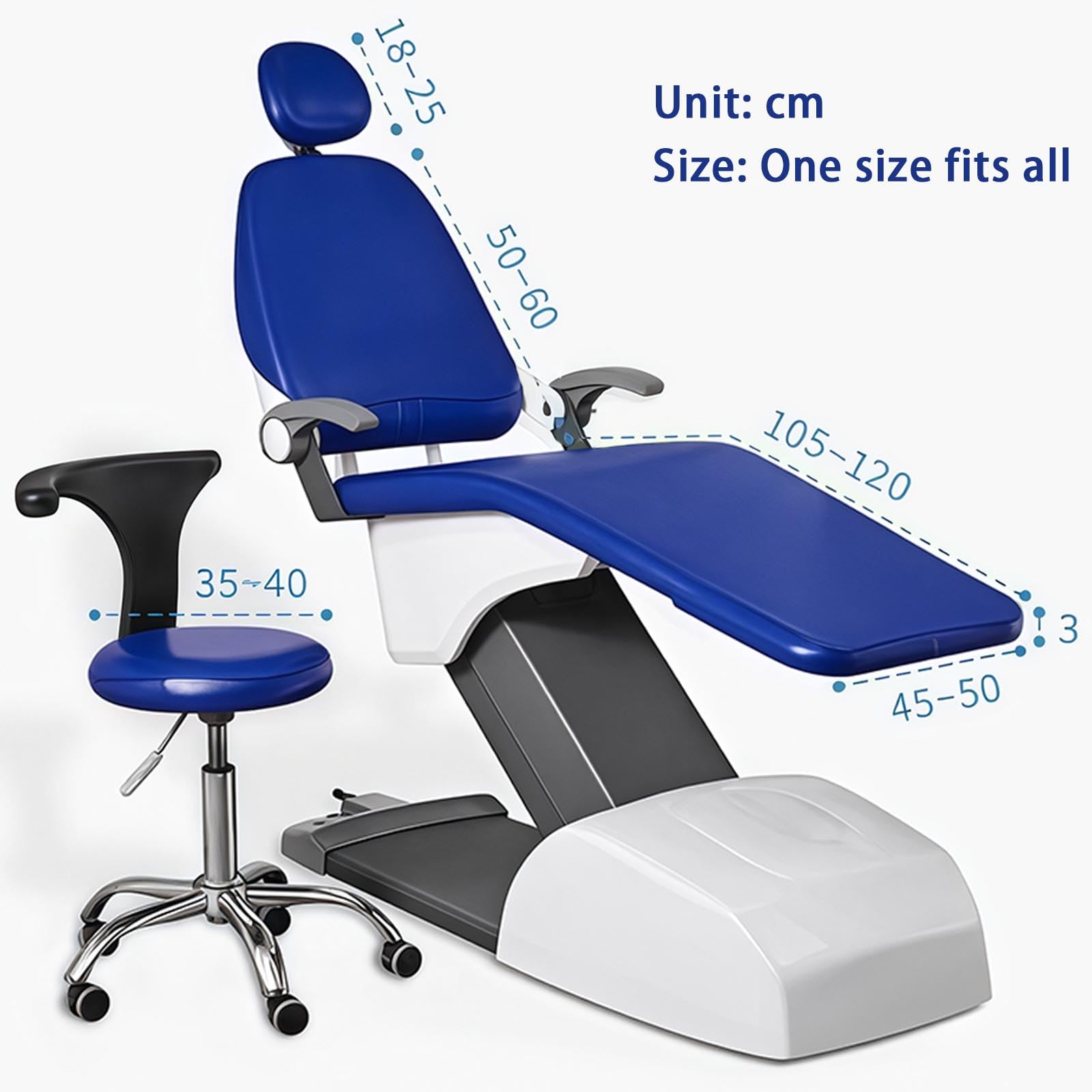 Ensemble De 4 Housses De Protection IntéGrales pour Fauteuil Dentaire, Housse D'Assise Et De Dossier, Housse D'Assise en Similicuir pour Fauteuil Dentaire