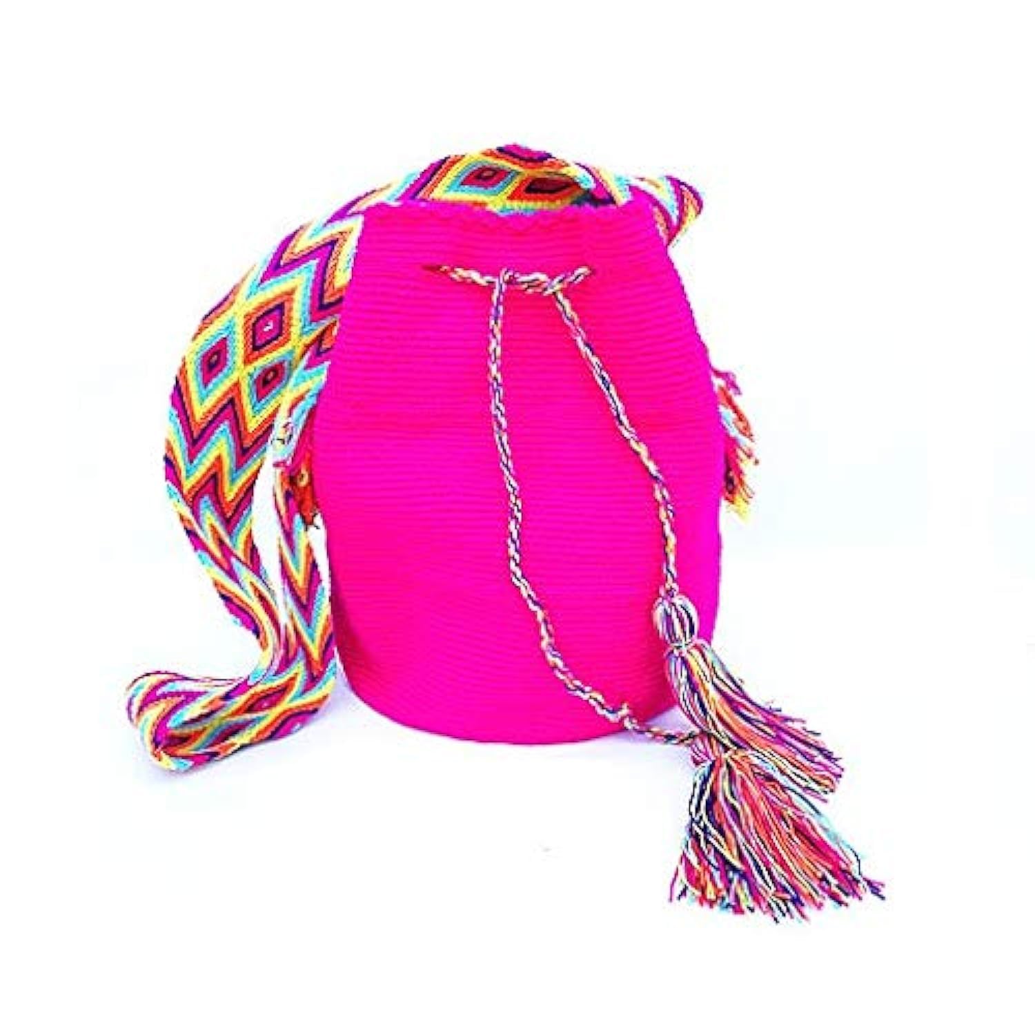 MochilaWayuu Shoulder bag in Pink Cotton Handmade Fair Trade ( Wayuu from Colombia)