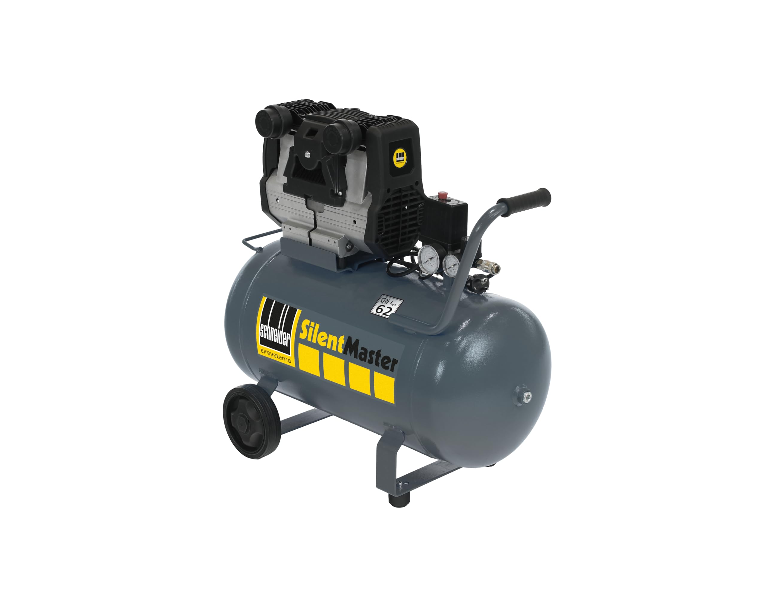 SCHNEIDER SILENTMASTER Luftkompressor 50 Liter Ölfrei Maximaler Druck 9 Bar Leistung: 2 PS Geräuschpegel: 62 dB LwA